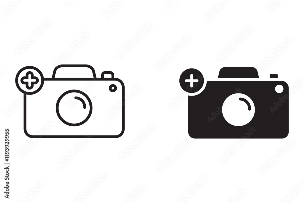 Wall mural add picture icon set. upload image. digital photos. user interface element for app and web. vector i