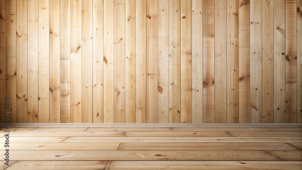 Aufkleber empty room with light wooden walls and floor ideal for mockups and presentations