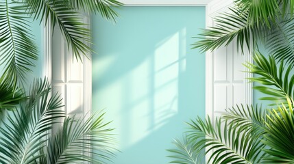 Fototapeta premium Tropical Leaves by Open Door with Soft Light
