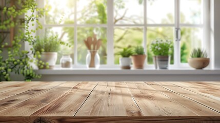 Empty wooden table for product display montages