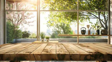Empty wooden table for product display montages