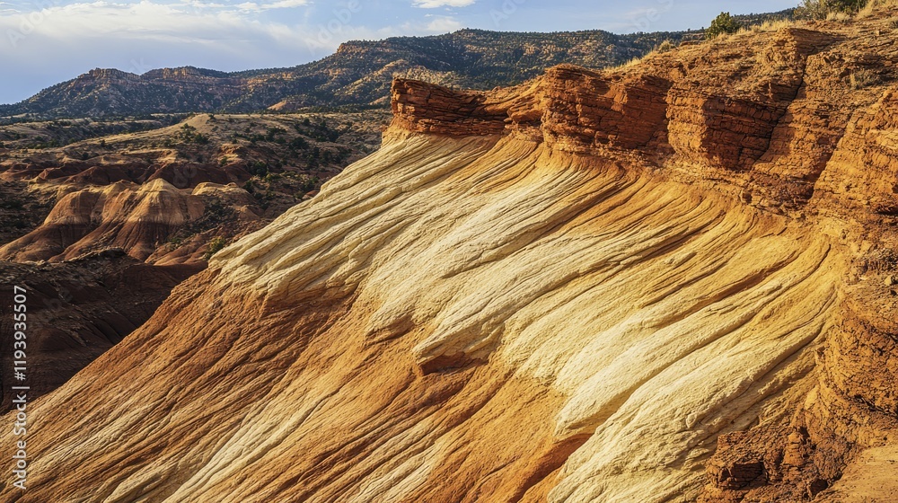 Poster a close-up of rocks with visible layers and texture, illustrating the geological formation of mounta