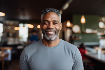 Smiling portrait of a middle aged male African American small business owner