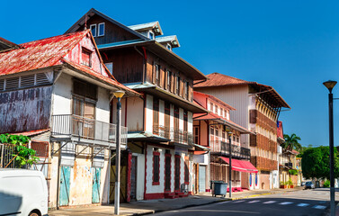 Fototapeta premium Traditional architecture of Cayenne, the capital of French Guiana in South America