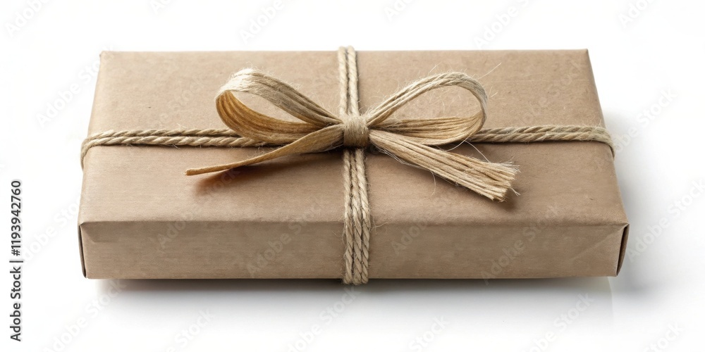 Poster a simply wrapped gift box with a rustic bow and twine