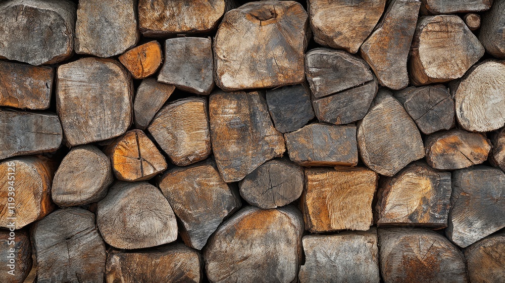 Aufkleber A rustic scene of pine logs stacked in a pile, emphasizing the texture and natural patterns of wood for a lumber background.