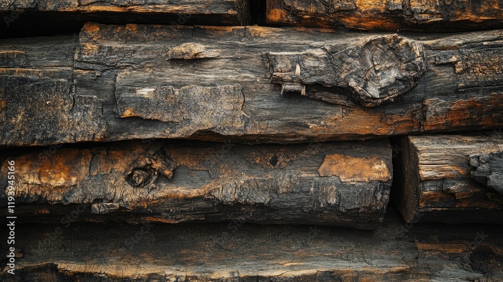 Poster A rustic scene of pine logs stacked in a pile, emphasizing the texture and natural patterns of wood for a lumber background.