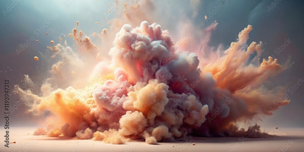 Fototapete abstract pastel explosion of colorful powder pigments creating a dynamic and vibrant cloud of textur
