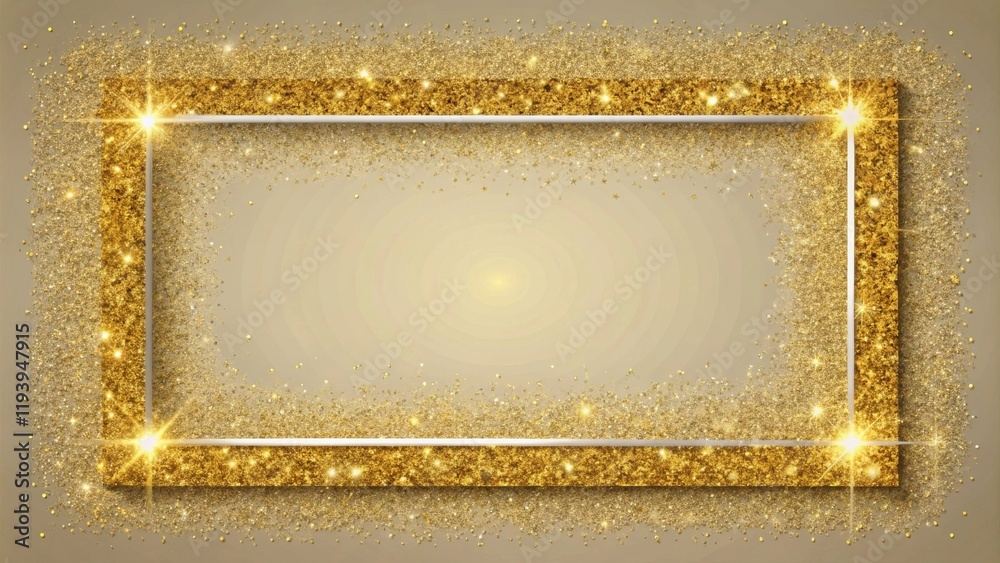 Aufkleber sparkling golden glitter frame with soft beige background for elegant design