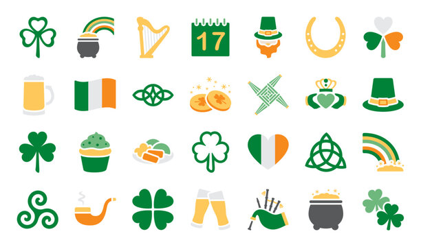 A set of Saint Patrick's Day Irish themed icons
