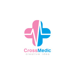 Creative Cross Medical Concept Logo Design Template