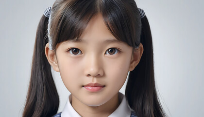 Portrait of asian schoolgirl. Generative AI