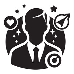 Social Worker Silhouette Vector Illustration, Solid White Background.