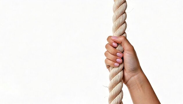 hang or hanging by a rope, thread, string is an idiom, metaphor or connotation meaning that something is barely making it. Rather than being held securely, the object is just hanging on for dear life