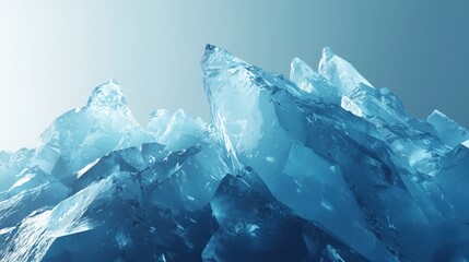 Obraz premium A stunning view of a glacier with icy blue tones and rugged textures, hyper-realistic