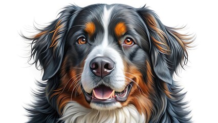 Fototapeta premium Bernese Mountain Dog Line Art, White Background, High Depth of Field, Dog Illustration, Canine Drawing, Pet Portrait, Artistic Line Drawing, Simple Line Art, Black and White Dog