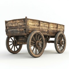 Fototapeta premium Vintage Wooden Cart: Rustic Charm of a Bygone Era - Antique Wagon, Retro Travel, Classic Countryside