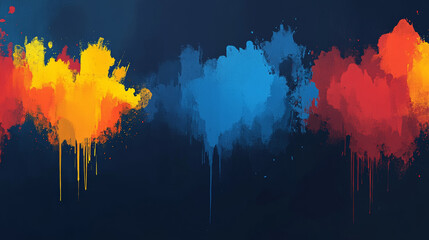 Fototapeta premium Vibrant abstract paint splashes on dark background