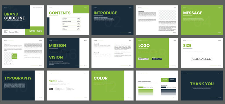 Minimal Brand Guideline Template. Brand Identity presentation design