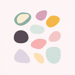 Colorful abstract pebbles on light background