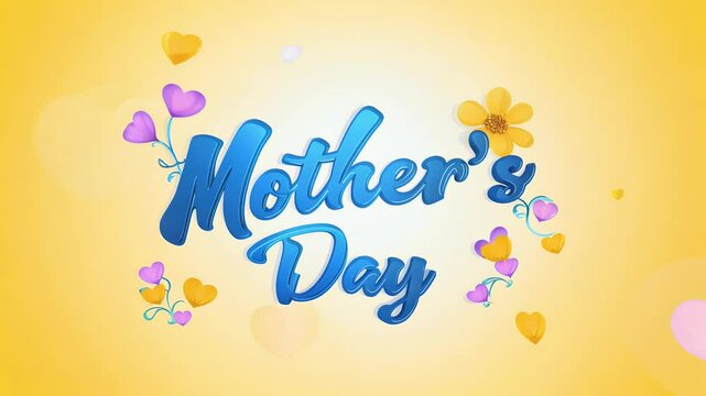 cheerful image with bright blue text reading &ldquo;Mother&rsquo;s Day&rdquo; vibrant yellow backdrop emphasizes the joy appreciation moms worldwide