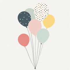 Colorful pastel balloons with polka dots illustration