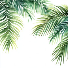 Obraz premium Green palm leaves on white background