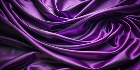 Obraz premium Luxurious Deep Purple Silk Fabric Draped in Elegant Swirls and Soft Folds