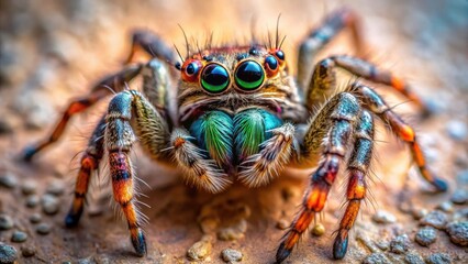 Jumping Spider Wall Climbing Photography - Macro Product Shot, Amazing Arachnid, Eight Legs, Small Spider, Insect Photography