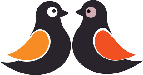 Bird Couple Silhouette Design Romantic Icon Vector for Creative Projects