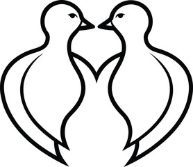 Bird Couple Silhouette Design Romantic Icon Vector for Creative Projects