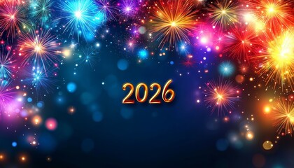 New Year s Eve Fireworks Display Vibrant Celebration 2026 with Sparkling Bokeh Effect, 4K