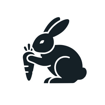 Hase mit Karotte &ndash; Silhouette im minimalistischen Stil &ndash; KI generiert

