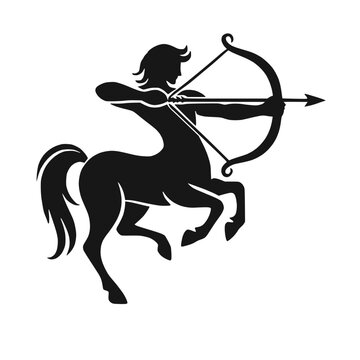 Zentaur mit Bogen &ndash; Silhouette im mystischen Stil &ndash; KI generiert

