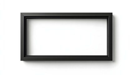 A simple black rectangular picture frame is shown