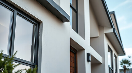 Modern House Exterior: Clean Lines and Contemporary Design. Luxury Real Estate Property. New Construction Home Architecture