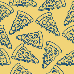 Pizza Pattern Seamless. Pizza slice vector pattern for fast food packaging 