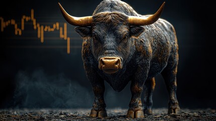 Naklejka premium A bull symbolizing market strength and growth.