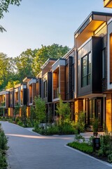 Fototapeta premium Luxury Townhouses at Golden Hour