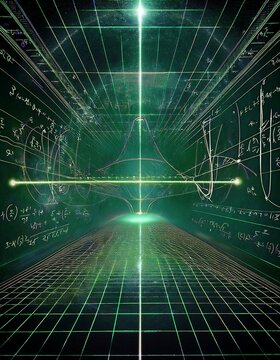 Abstract Green Math Equations Tunnel