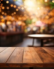 Warm Wooden Table in a Festive Setting