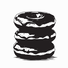 Three Donuts Images Vector isolated on white background.