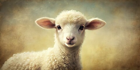Obraz premium Vintage Cartoon Lamb, Retro Sheep Illustration, Classic White Lamb Drawing, Whimsical Animal Art, Nostalgic Farm Animal Image