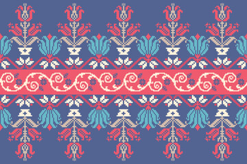 Geometric, seamless, traditional ethnic, thai , fabric pattern for textiles, rugs, wallpaper, clothing, sarong, batik, wrapping, embroidery, print, background, cover, illustration, vector,pixel art


