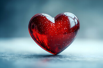 Fototapeta premium Red glass heart, romantic, studio, bokeh, Valentine's