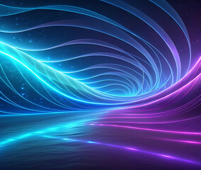 Abstract Light Waves Blue and Purple Flowing Lines