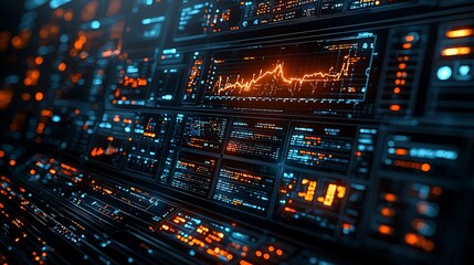 Obraz premium Futuristic Digital Dashboard Displays Financial Stock Market Data