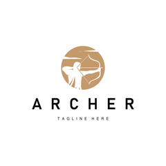 simple archer sports design simple archery logo with black arrow silhouette minimalist illustration product brand template