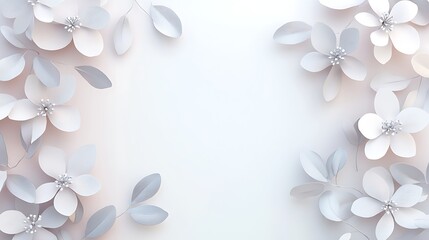 Delicate White Paper Flowers Frame Background