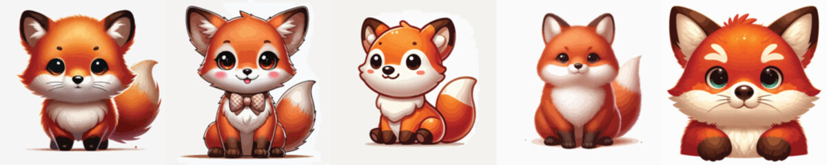 collection of cute and adorable fox vectors